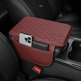 Leather Car Armrest Box Heightening Pad With Side Storage Bag, Car Armrest Box Cushion With Storage Pocket