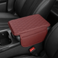 Leather Car Armrest Box Heightening Pad With Side Storage Bag, Car Armrest Box Cushion With Storage Pocket