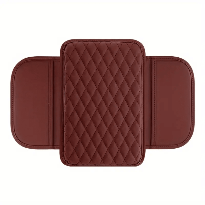 Leather Car Armrest Box Heightening Pad With Side Storage Bag, Car Armrest Box Cushion With Storage Pocket