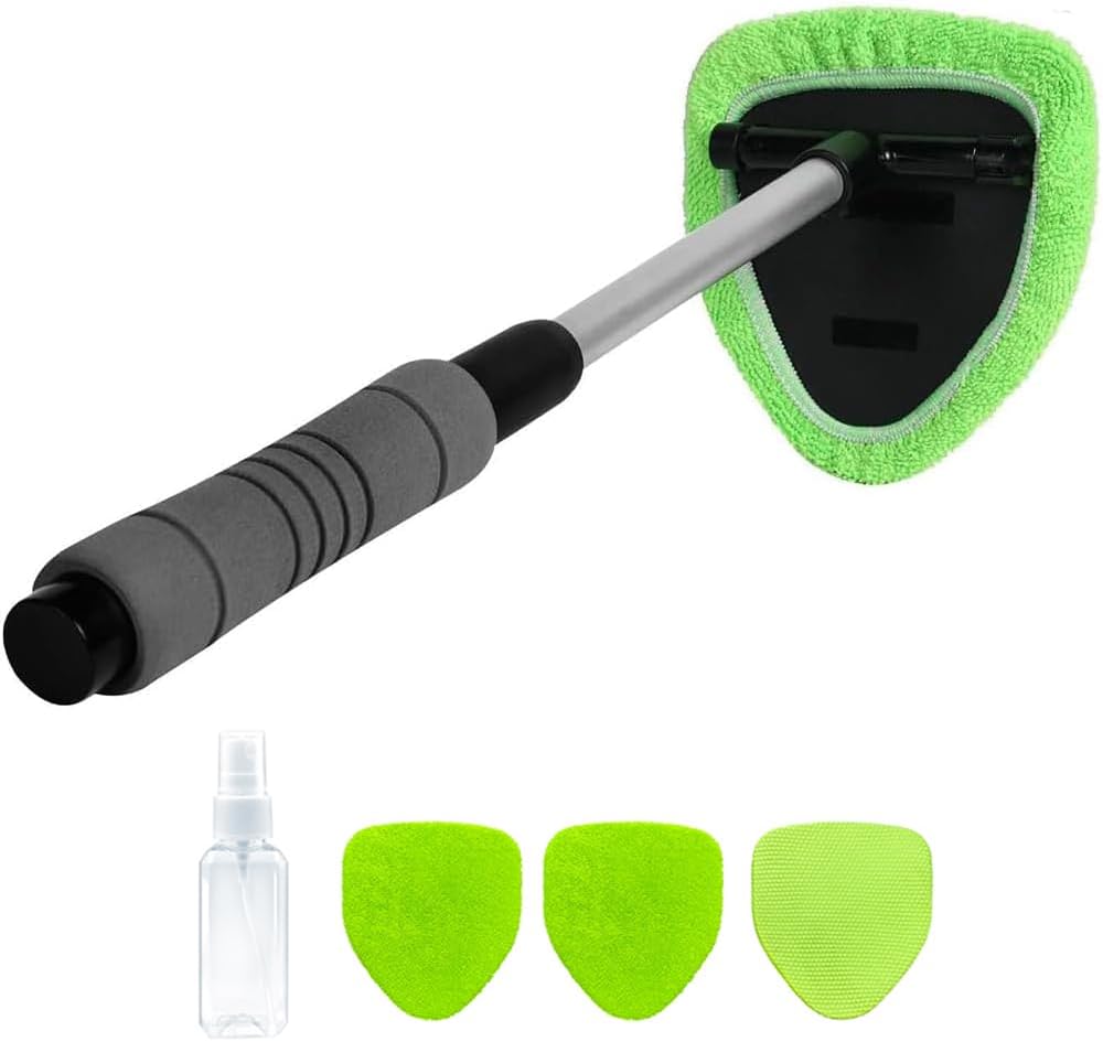 Microfiber Car Windshield Cleaning Tool with Extendable Handle