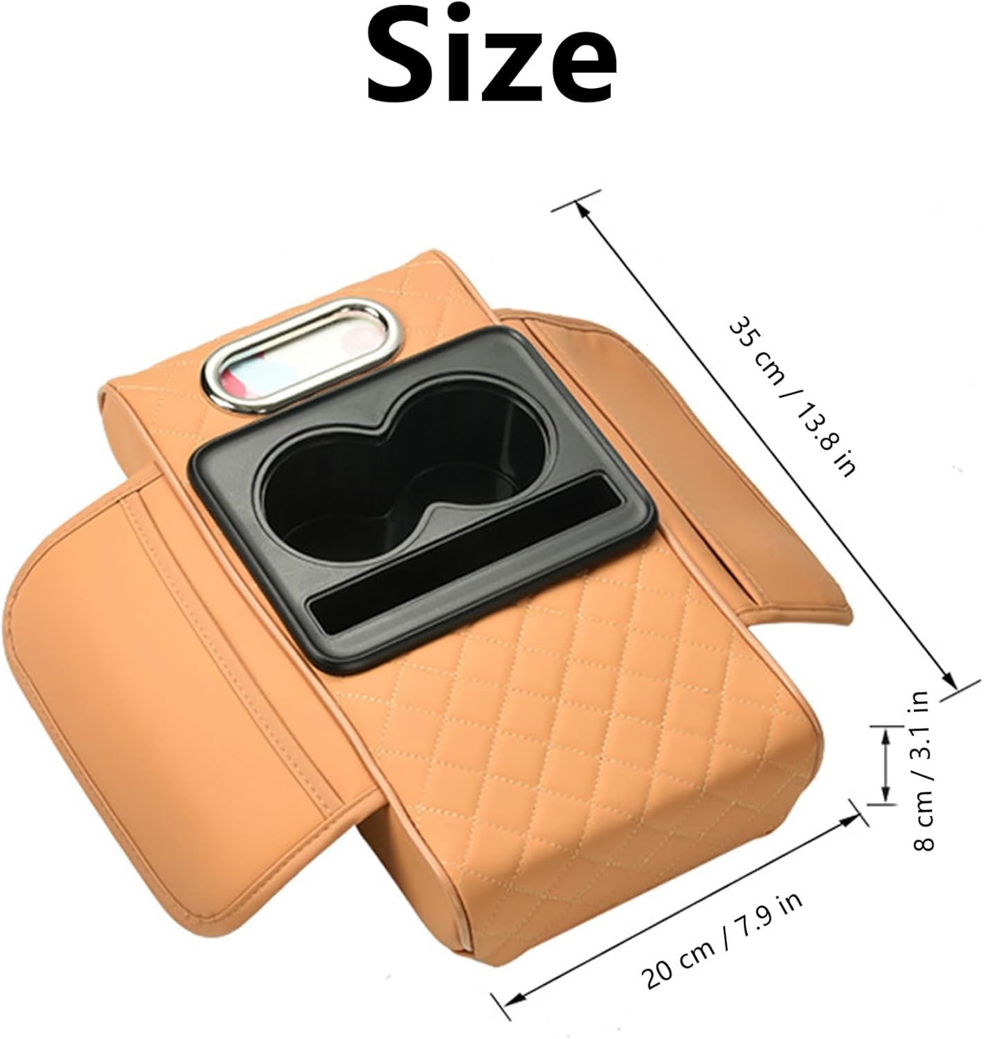 All-in-One Car Armrest Heightening Pad with Bottle Holder & Tissue Box