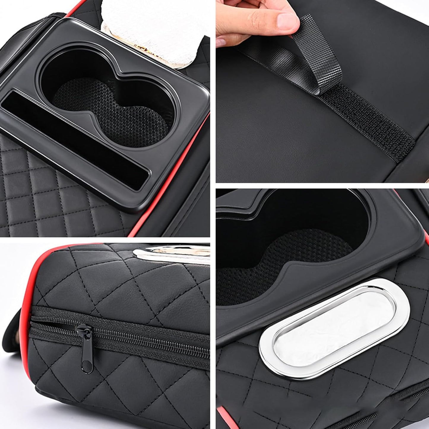 All-in-One Car Armrest Heightening Pad with Bottle Holder & Tissue Box