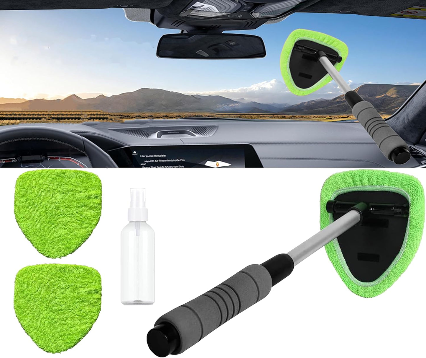 🔥Microfiber Car Windshield Cleaning Tool with Extendable Handle