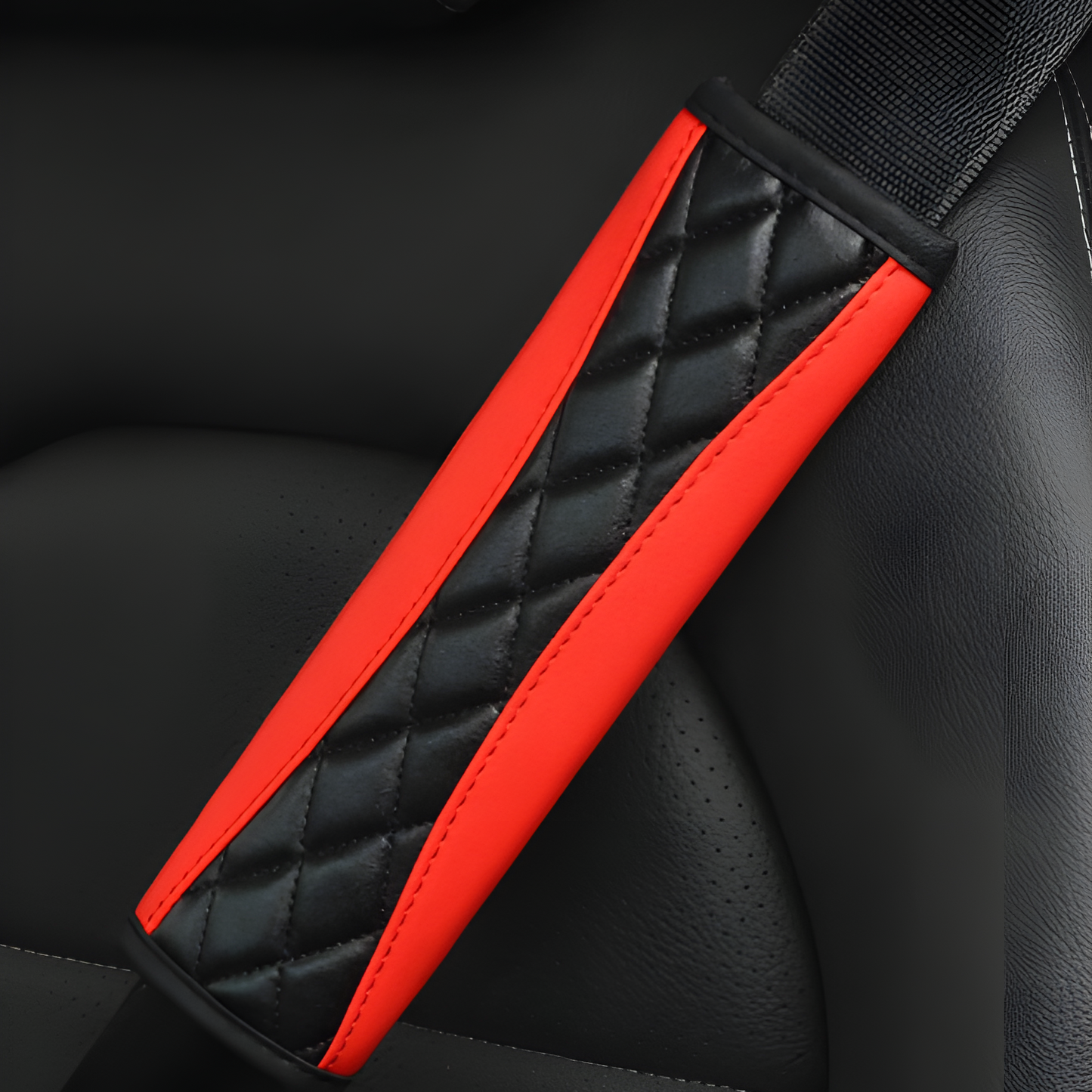 1pc 3D Embroidery Faux Sheepskin Seat Belt Shoulder Pad For Car