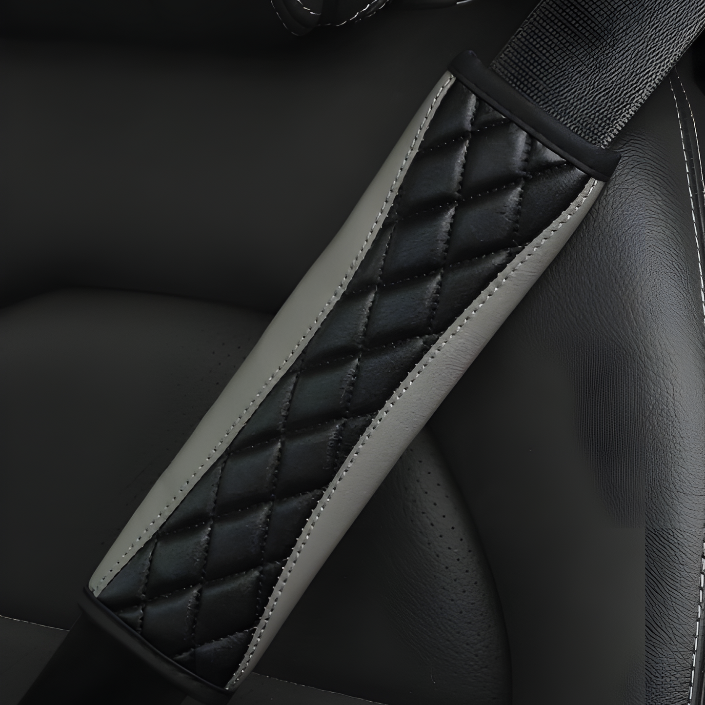 1pc 3D Embroidery Faux Sheepskin Seat Belt Shoulder Pad For Car