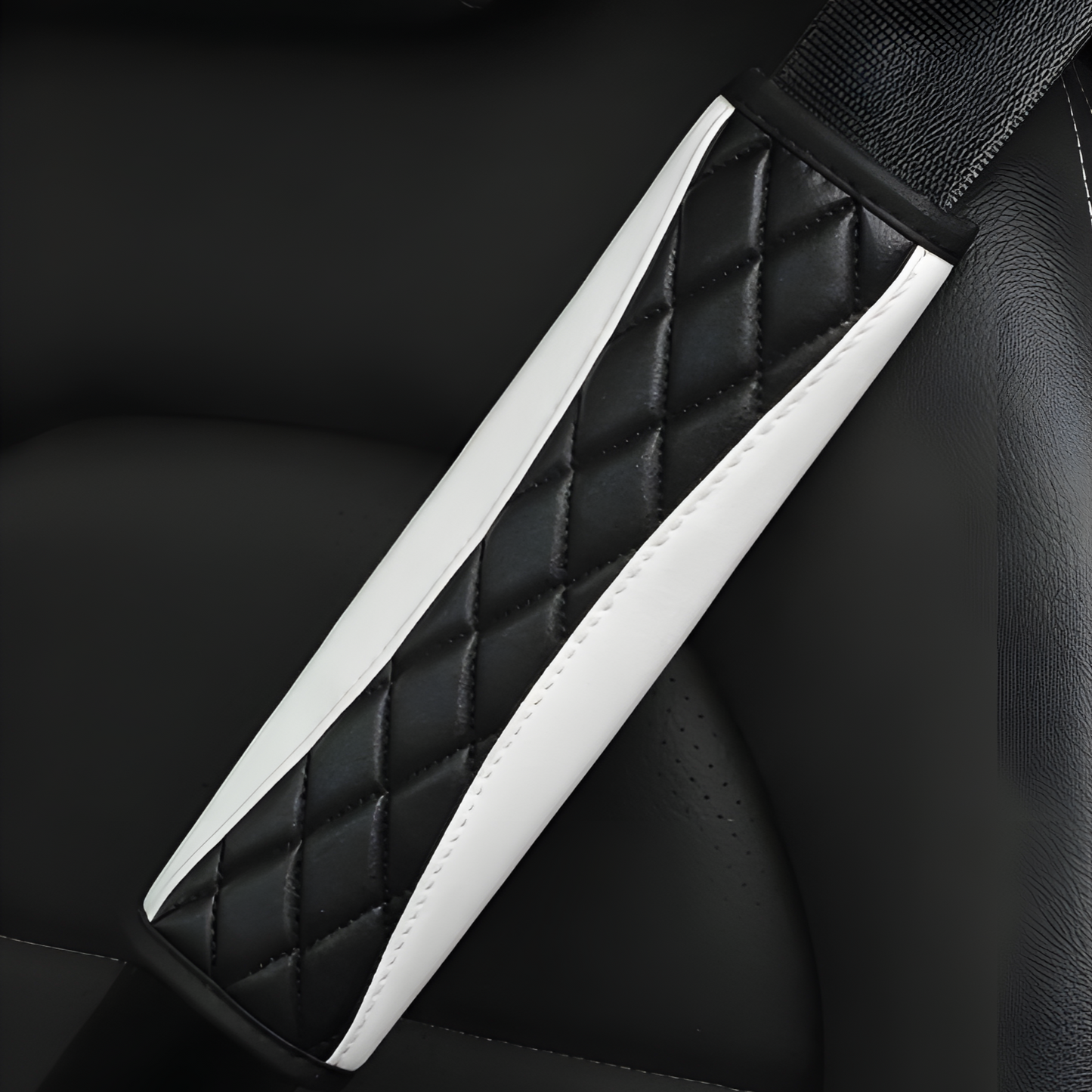 1pc 3D Embroidery Faux Sheepskin Seat Belt Shoulder Pad For Car